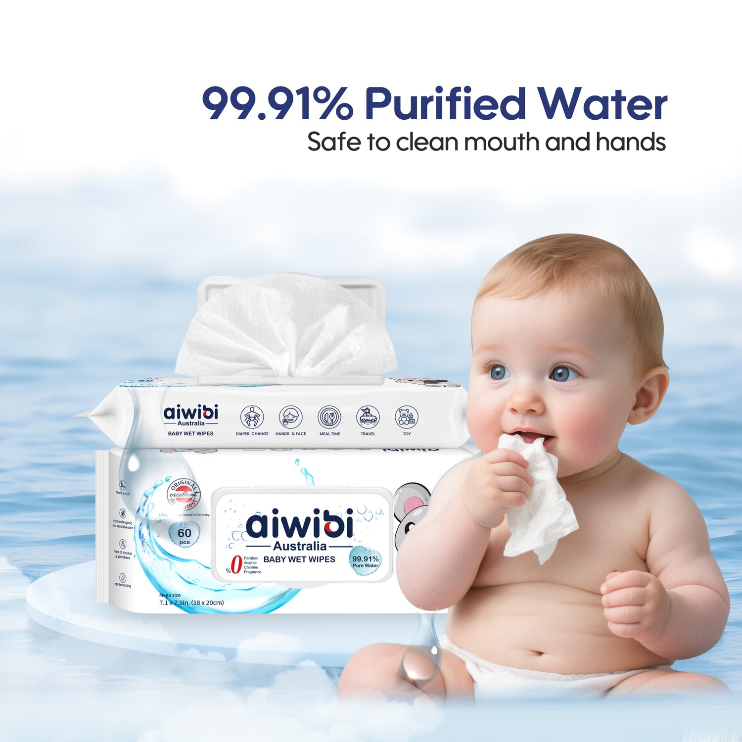 99.91% Pure Water Wipes